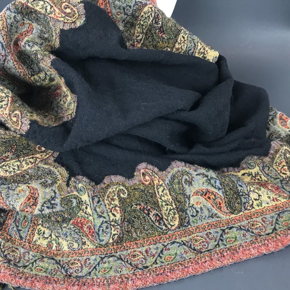 Red/gold/black wool scarf or shawl